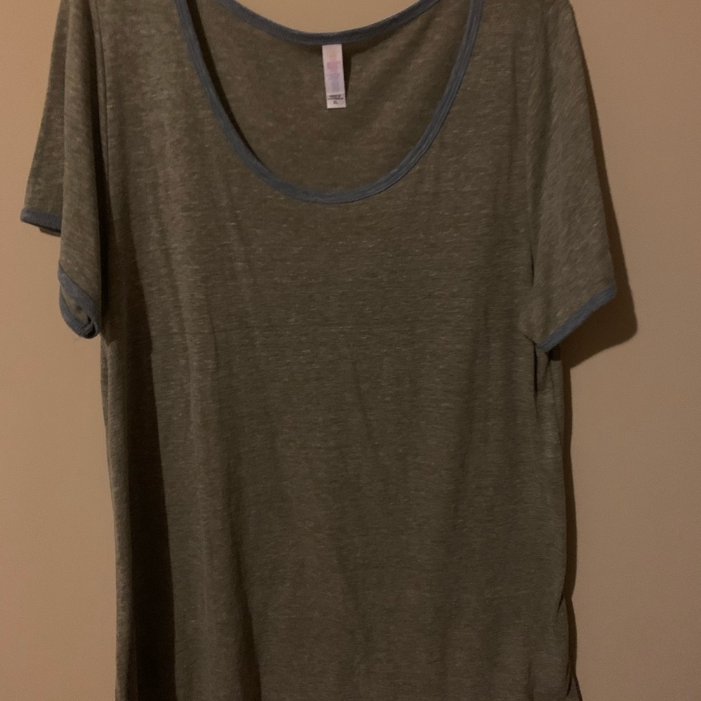 Gray and blue lula roe classic shirt